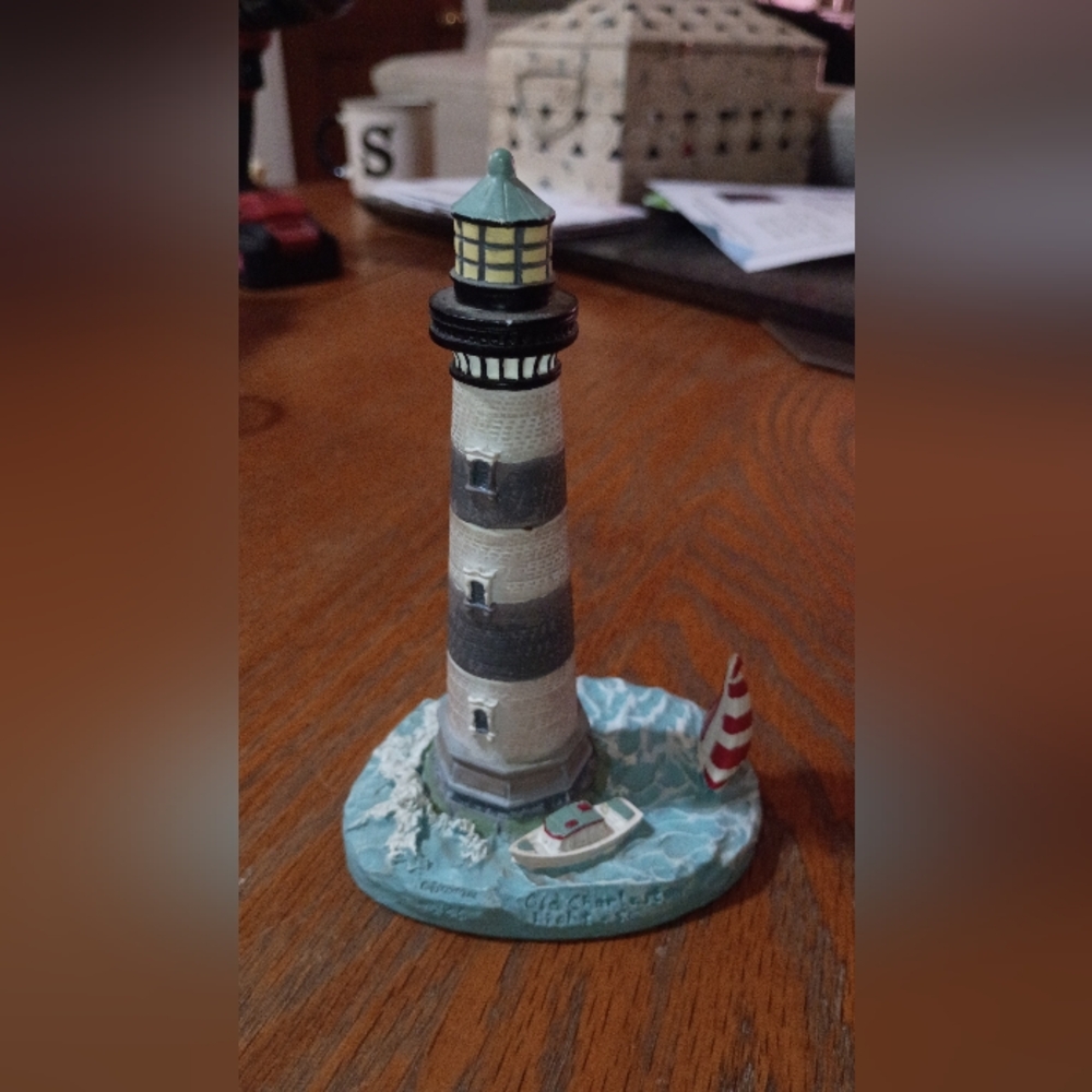 Striped Lighthouse Figurine